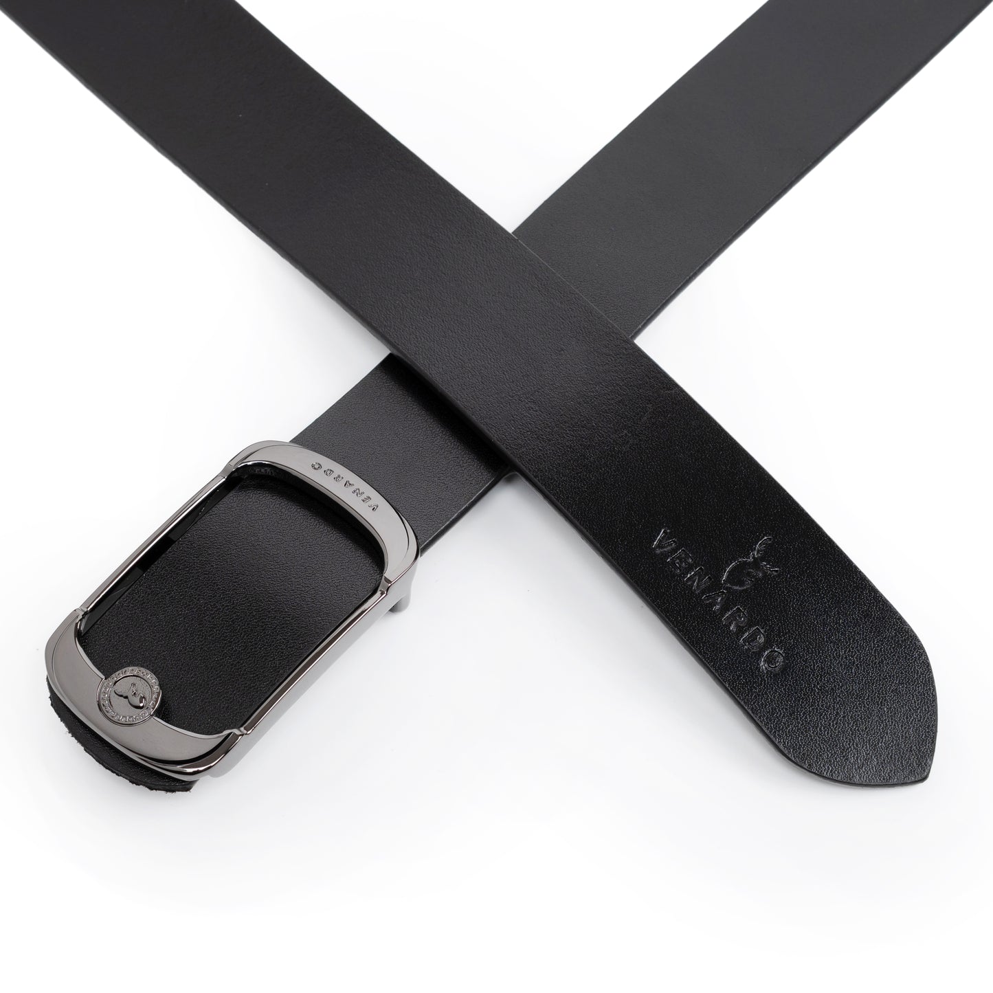 Lawish  Black Genuine Leather Belt