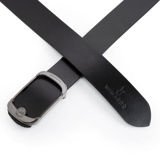 Lawish  Black Genuine Leather Belt