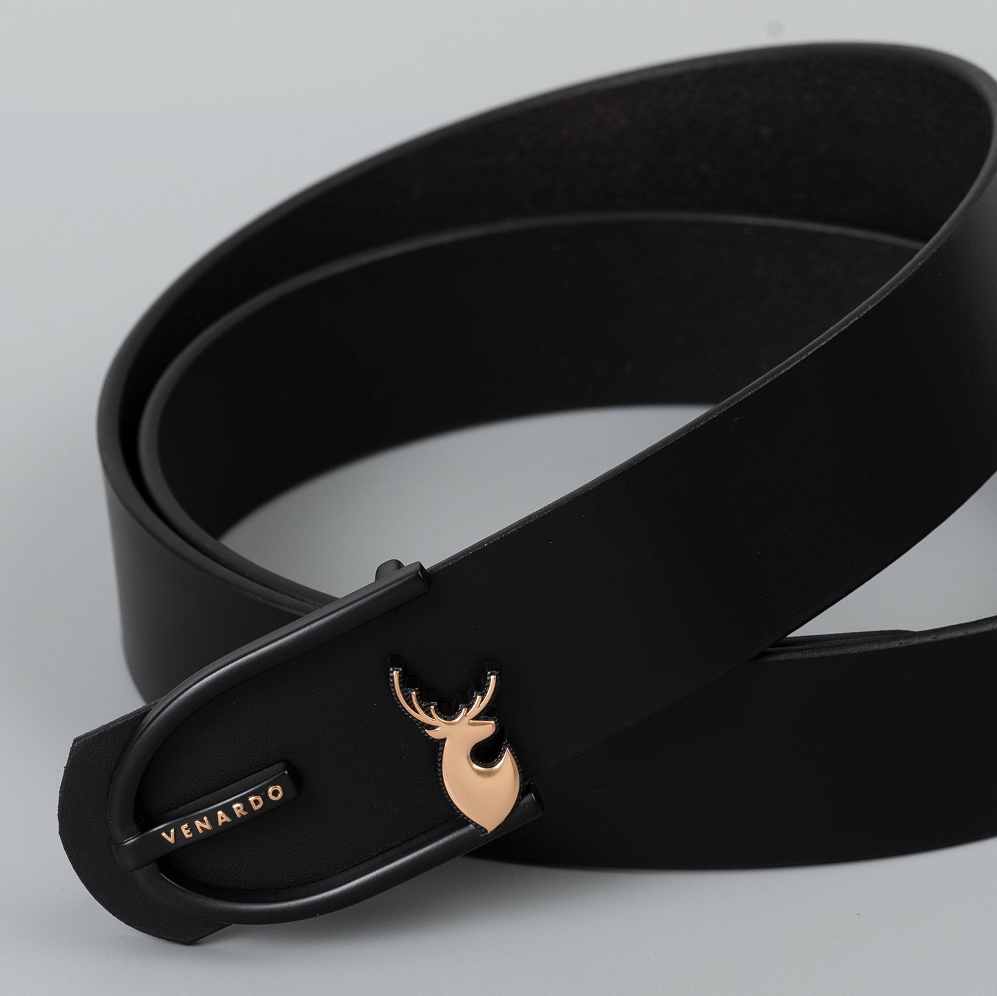 VENARDO VOKLY MEN'S BLACK LEATHER BELT FOR MEN