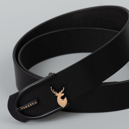 VENARDO VOKLY MEN'S BLACK LEATHER BELT FOR MEN