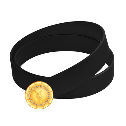 Tiny Gold Diamond Buckle Leather Belt For Men