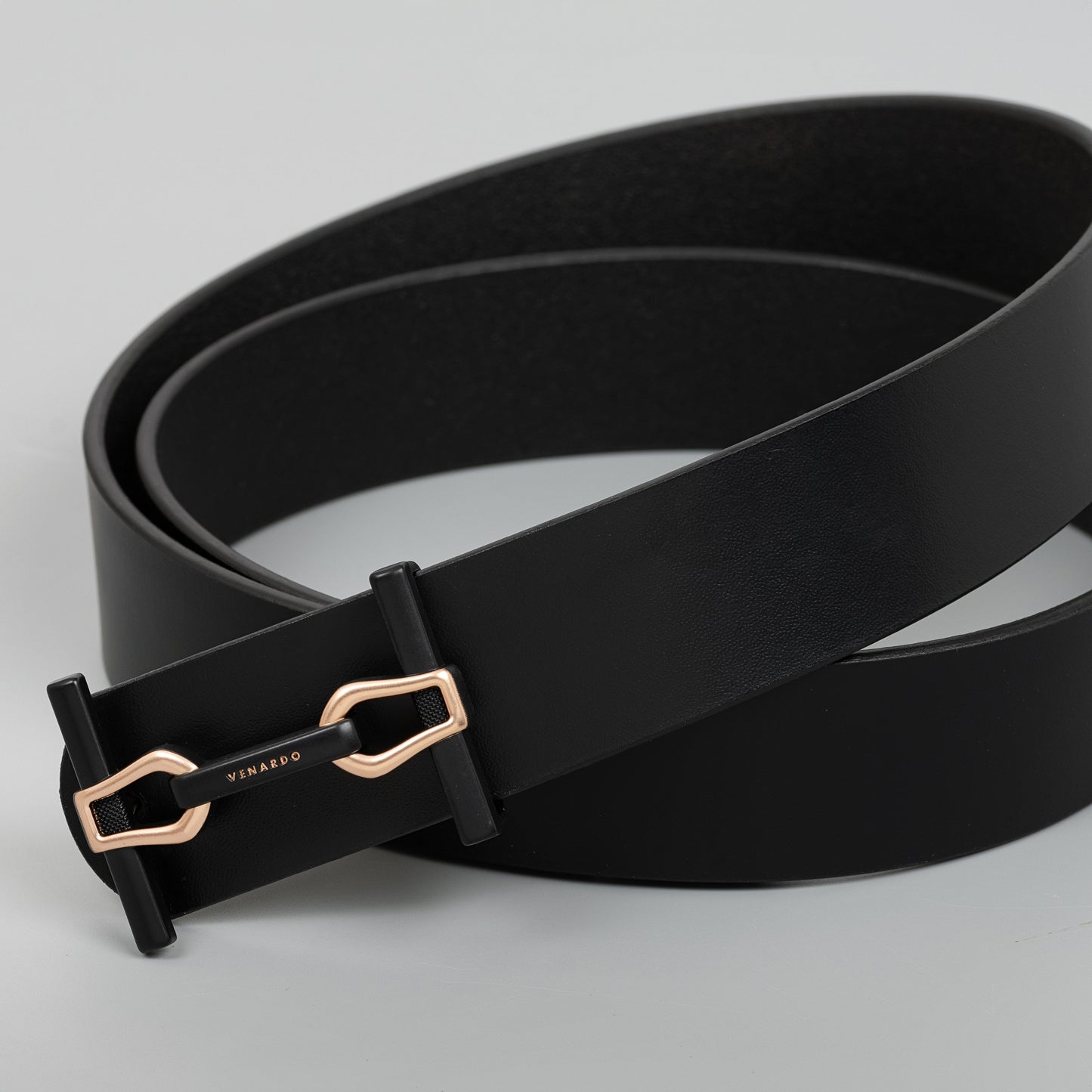 VENARDO PACINO MEN'S BLACK LEATHER BELT FOR MEN