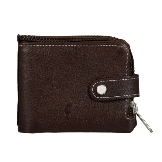 MEN CASUAL BROWN GENUINE LEATHER RFID WALLET (12 CARD SLOTS)