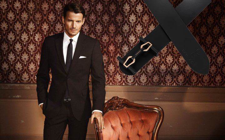 VENARDO PACINO MEN'S BLACK LEATHER BELT FOR MEN