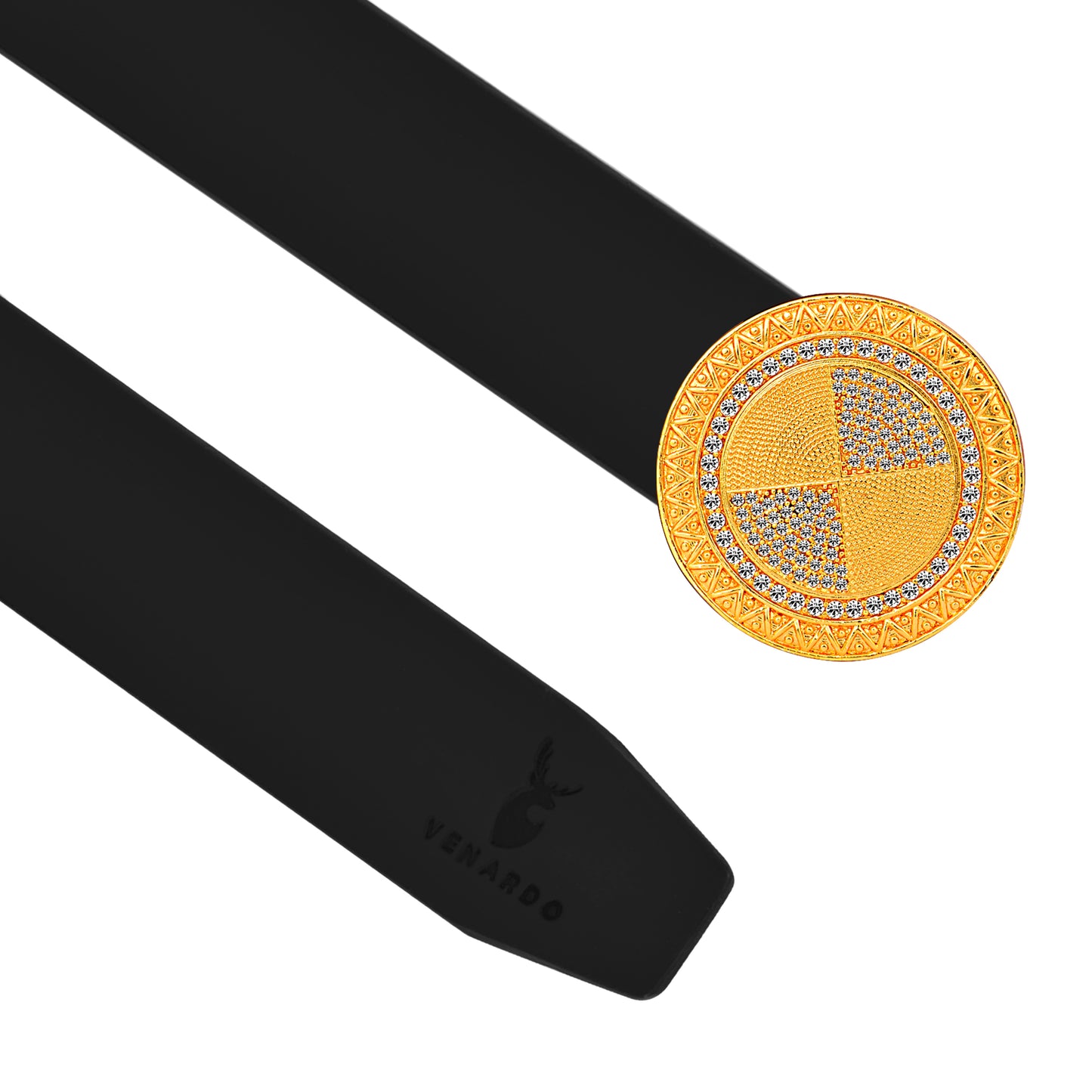Urban Gold Diamond Buckle Leather Belt For Men