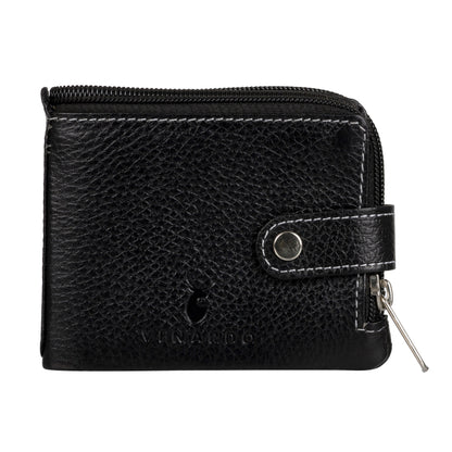 Men Casual Black Genuine Leather RFID Wallet  (12 Card Slots)