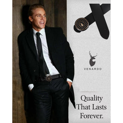 VENARDO XIOMI MEN'S BLACK LEATHER BELT FOR MEN