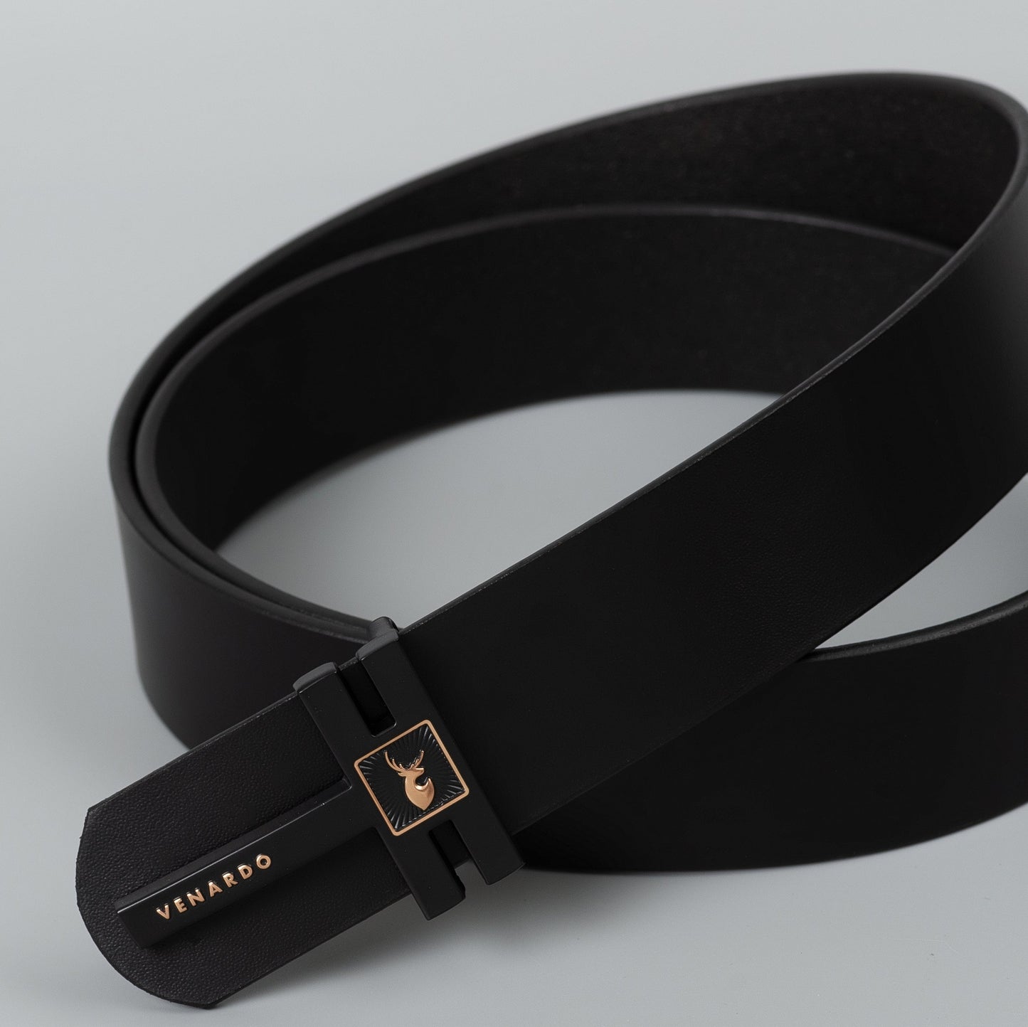 VENARDO ADRO MEN'S BLACK LEATHER BELT FOR MEN