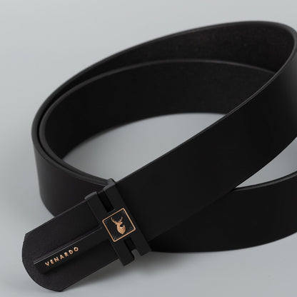 VENARDO ADRO MEN'S BLACK LEATHER BELT FOR MEN