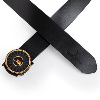 Cage Black Leather Autolock No Hole Belt