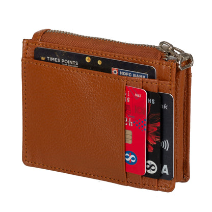 Men Tan Genuine Leather Card Holder  (10 Card Slots)