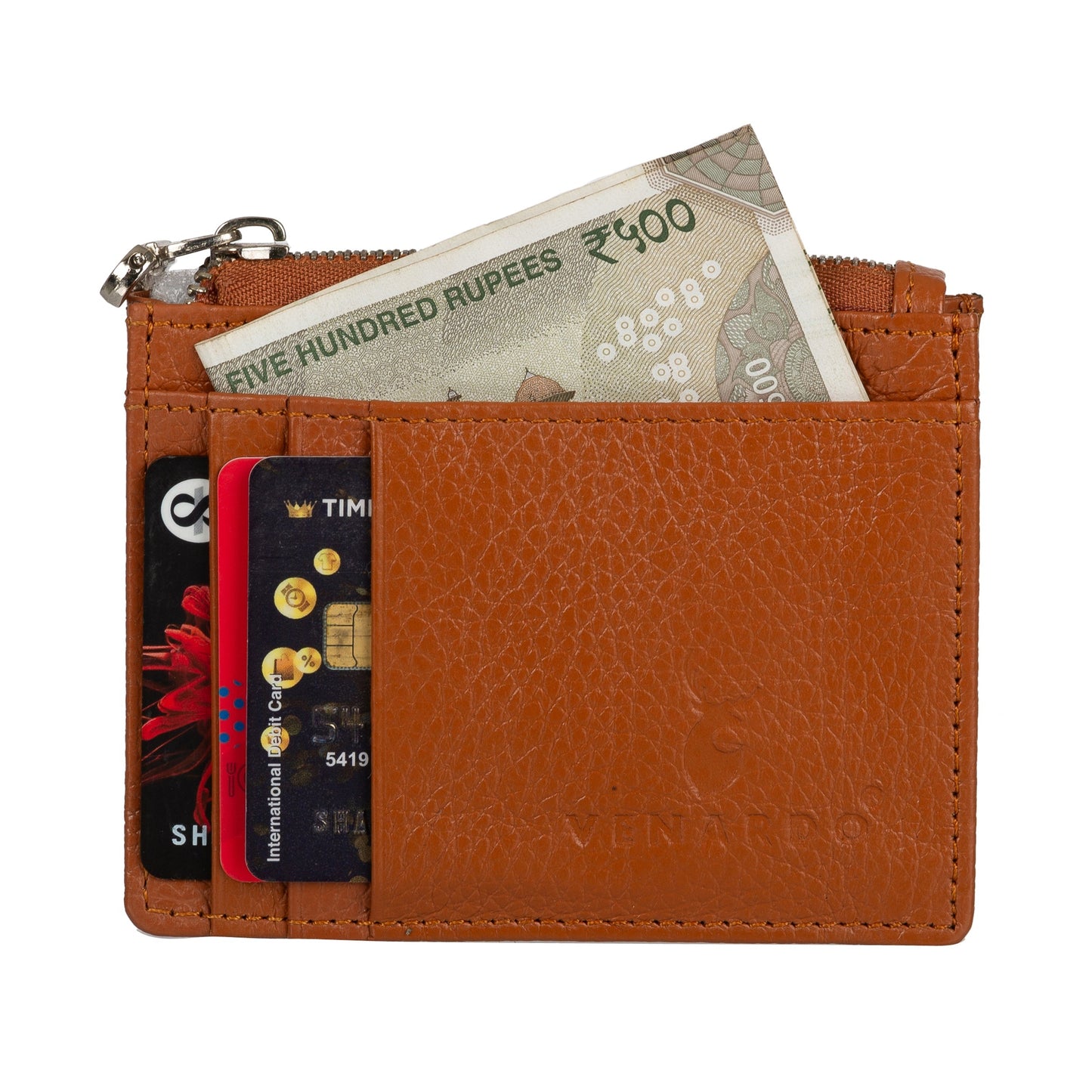 Men Tan Genuine Leather Card Holder  (10 Card Slots)