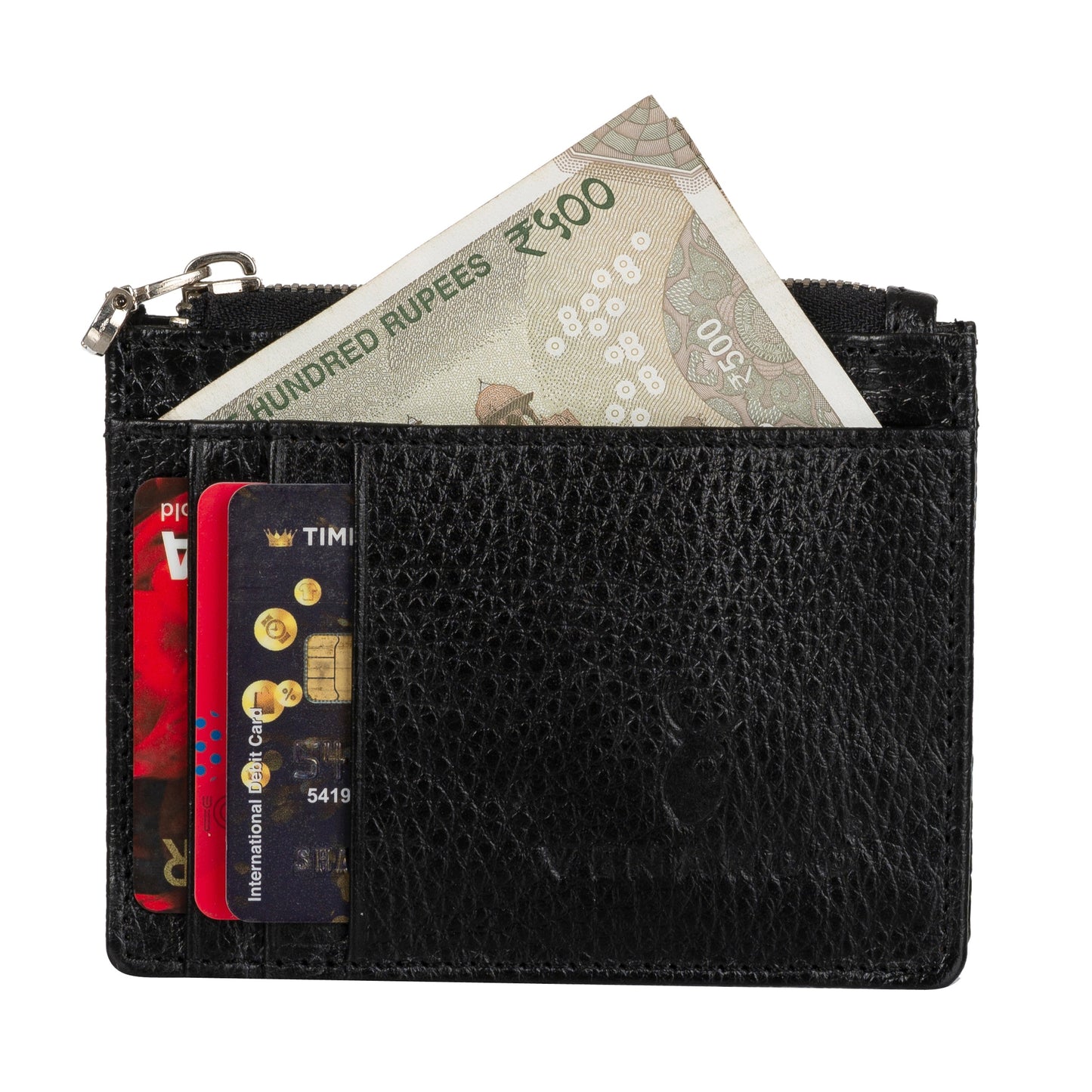 Men Black Genuine Leather Card Holder  (10 Card Slots)