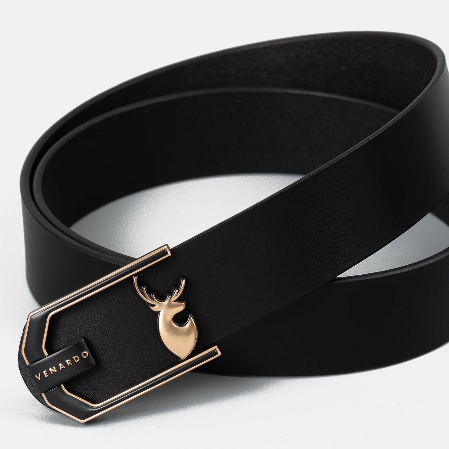 VENARDO RUNNER  MEN'S BLACK LEATHER BELT FOR MEN