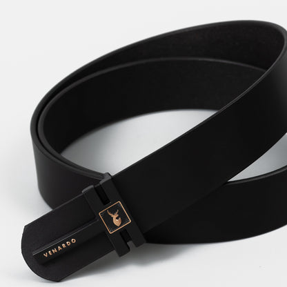 VENARDO ADRO MEN'S BLACK LEATHER BELT FOR MEN