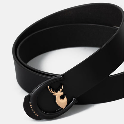 VENARDO GIVANS MEN'S BLACK LEATHER BELT FOR MEN WITH  FREE CARD HOLDER WALLET