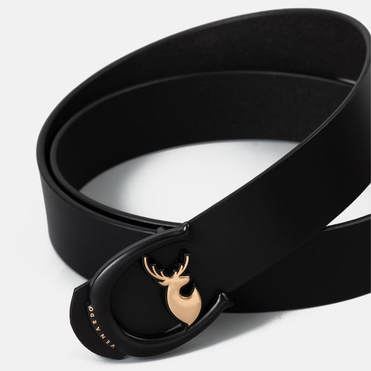 VENARDO GIVANS MEN'S BLACK LEATHER BELT FOR MEN WITH  FREE CARD HOLDER WALLET