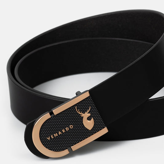 VENARDO HITOPS MEN'S BLACK LEATHER BELT FOR MEN
