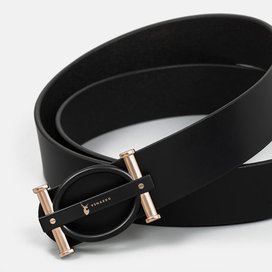 VENARDO AQUARIUS MEN'S BLACK LEATHER BELT FOR MEN