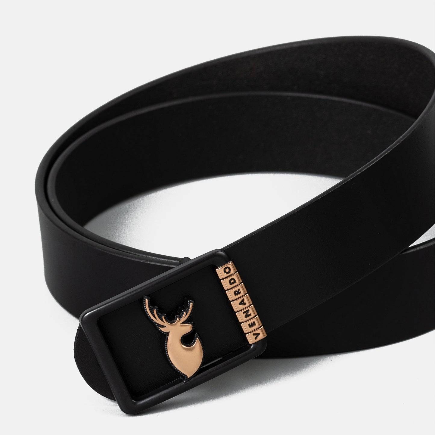 VENARDO BIRDY MEN'S BLACK LEATHER BELT FOR MEN