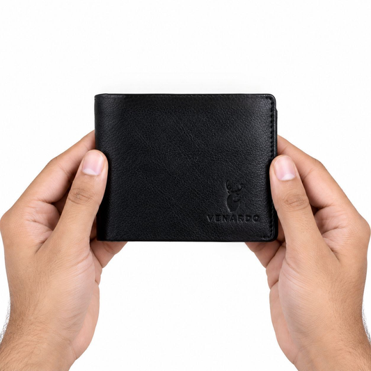 Matt MEN'S BLACK LEATHER WALLET
