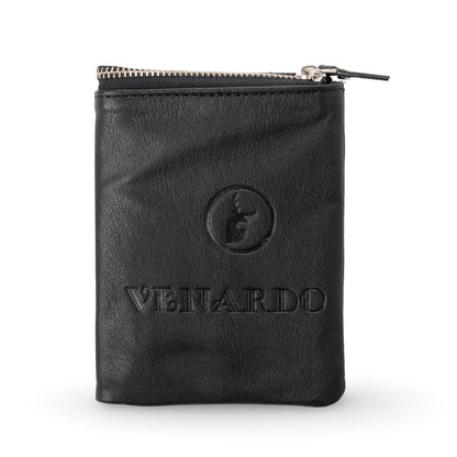 Even Bi-Fold Pattern Men's Leather Black Wallet