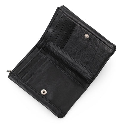 Even Bi-Fold Pattern Men's Leather Black Wallet