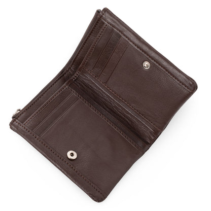 Even Bi-Fold Pattern Men's Leather Brown Wallet
