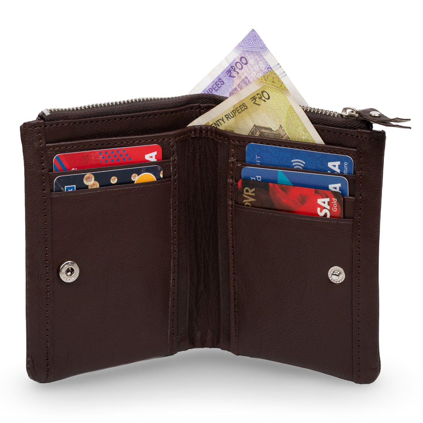 Even Bi-Fold Pattern Men's Leather Brown Wallet