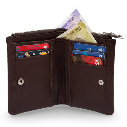 Even Bi-Fold Pattern Men's Leather Brown Wallet