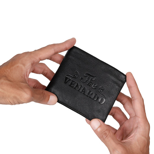 Luxis Pattern Men's Leather Black Wallet