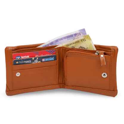 Luxis Pattern Men's Leather Tan Wallet