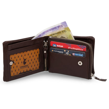 Xipo Pattern Men's Leather Brown Wallet