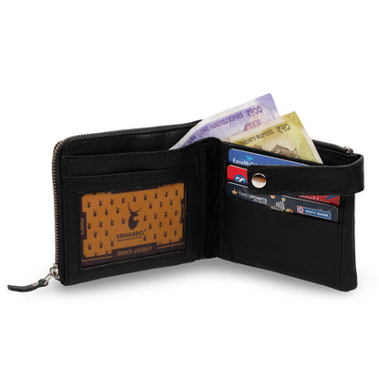 Fixoo Pattern Men's Leather Black Wallet