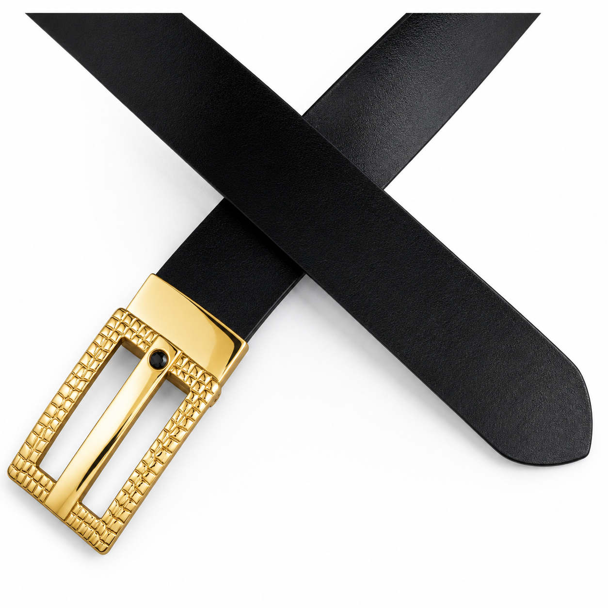 Imperial gold Black Genuine Leather Belt