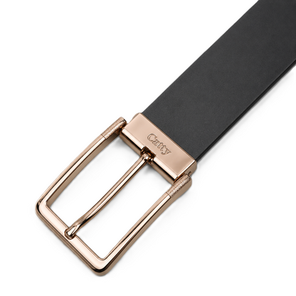 Crown Black Genuine Leather Belt
