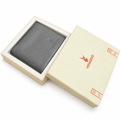 The Heritage Bi-Fold Pattern Men's Leather grey Wallet
