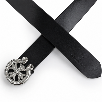 Elaris diamond Black Genuine Leather Belt