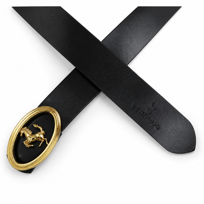 Gallop Black Genuine Leather Belt
