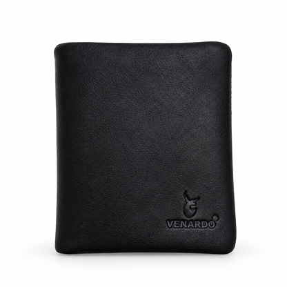 The Vintage Bi-Fold Pattern Men's Leather black Wallet