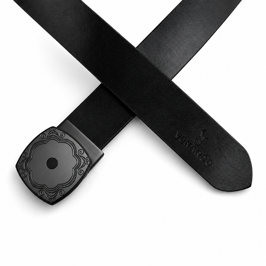 Majestic noir Black Genuine Leather Belt