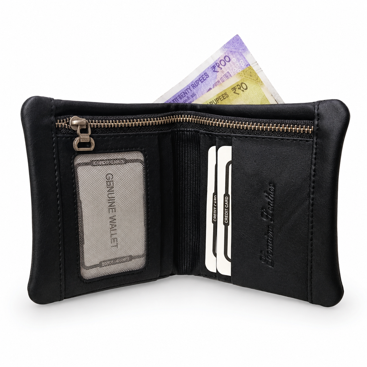 The Vintage Bi-Fold Pattern Men's Leather black Wallet