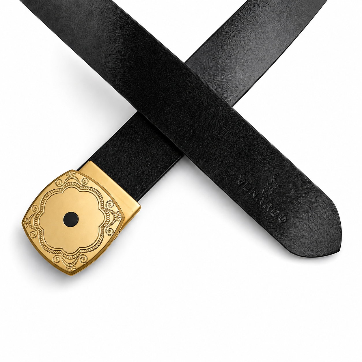 Royal gold Black Genuine Leather Belt