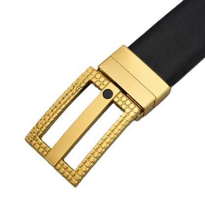 Imperial gold Black Genuine Leather Belt