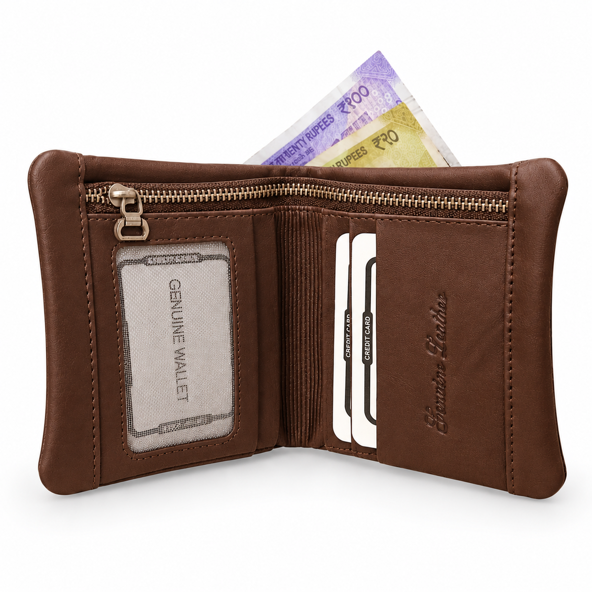 The Vintage Bi-Fold Pattern Men's Leather brown Wallet