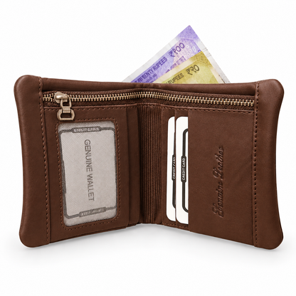 The Vintage Bi-Fold Pattern Men's Leather brown Wallet