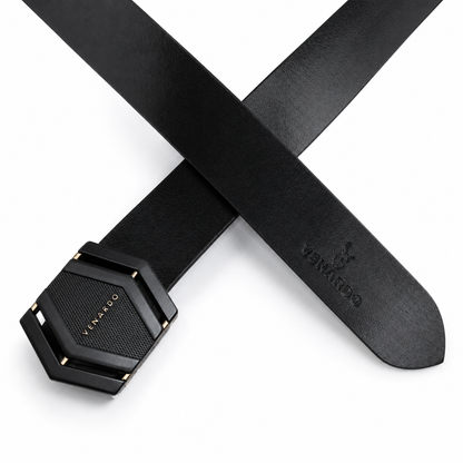 Black Emperor Black Genuine Leather Belt