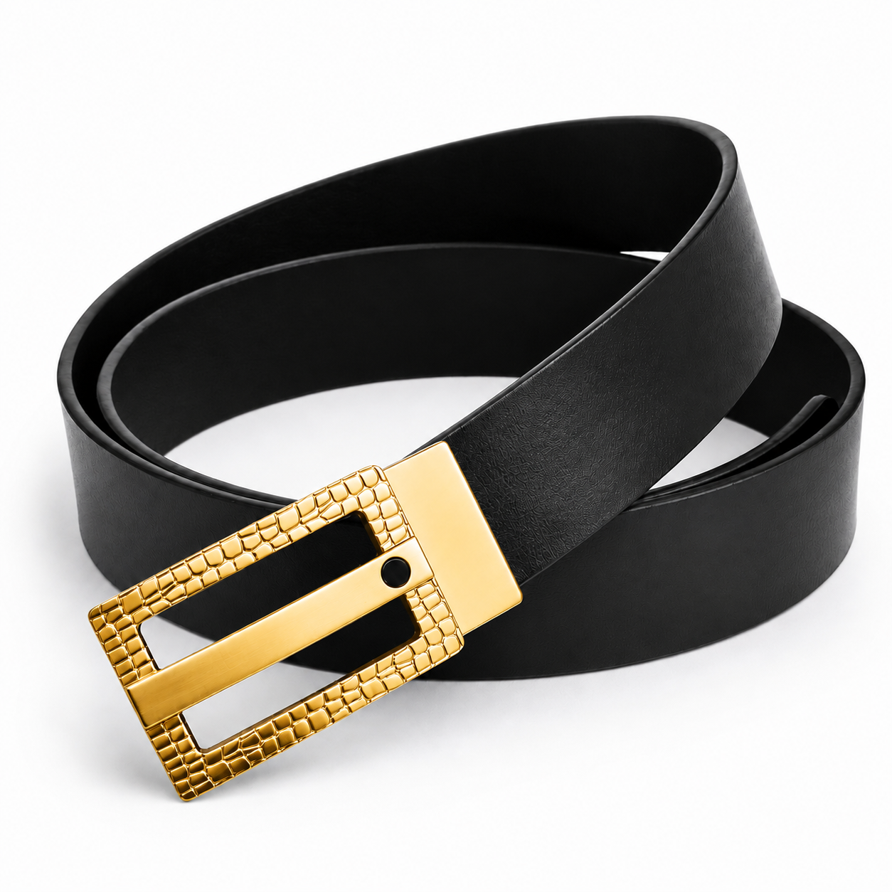 Imperial gold Black Genuine Leather Belt