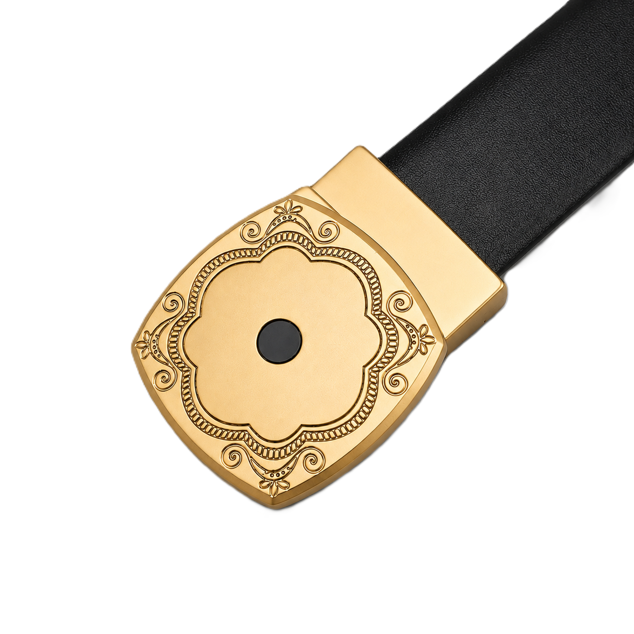 Royal gold Black Genuine Leather Belt
