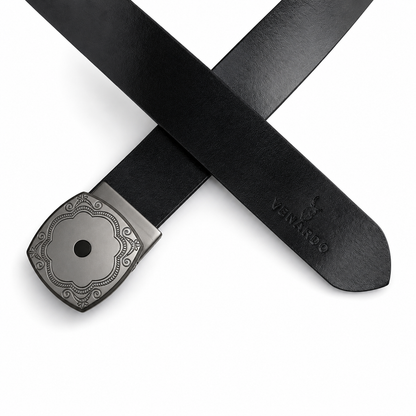Slate royale Black Genuine Leather Belt